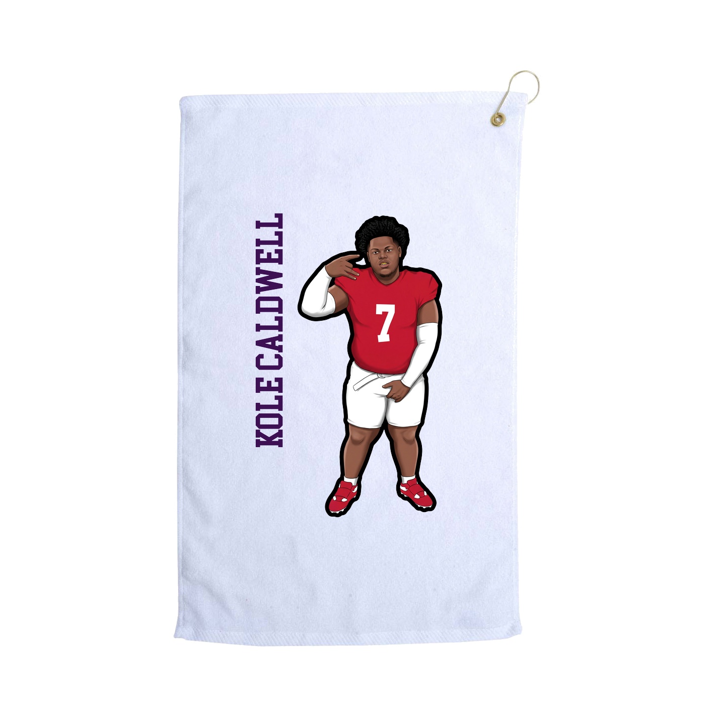 Golf Towel — Name Vertical in White