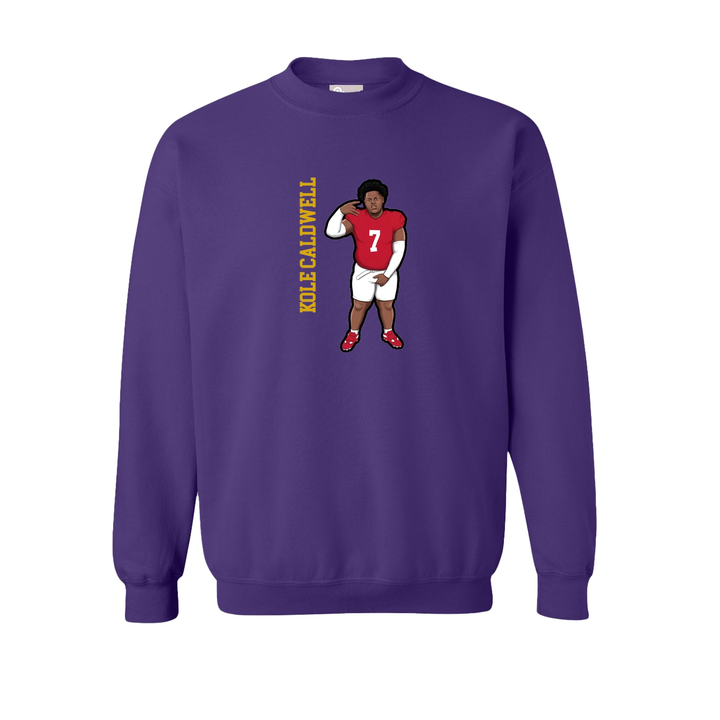 Fleece Crew — Name Vertical in Purple