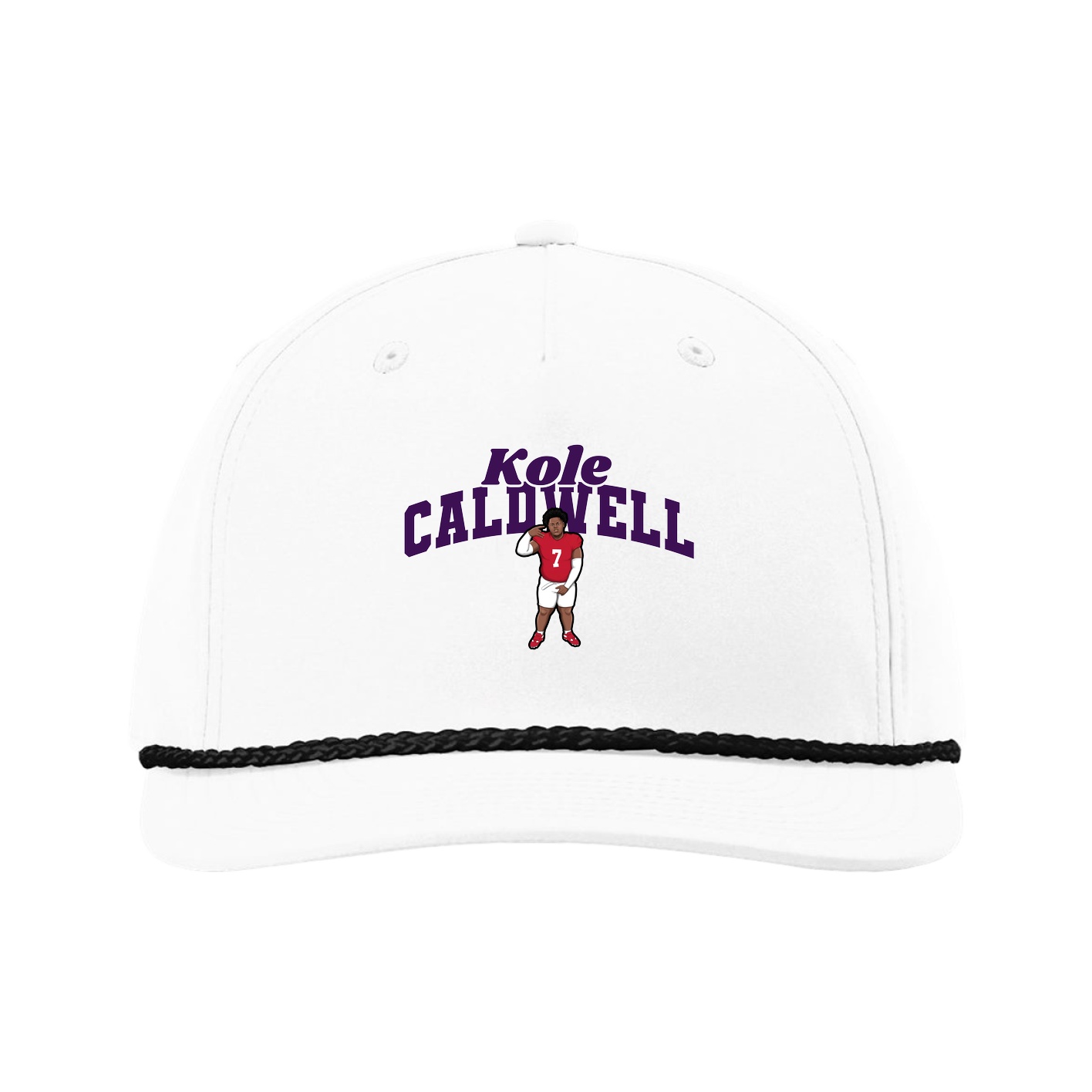Five-Panel Classic Rope Cap — Signature Arch in White