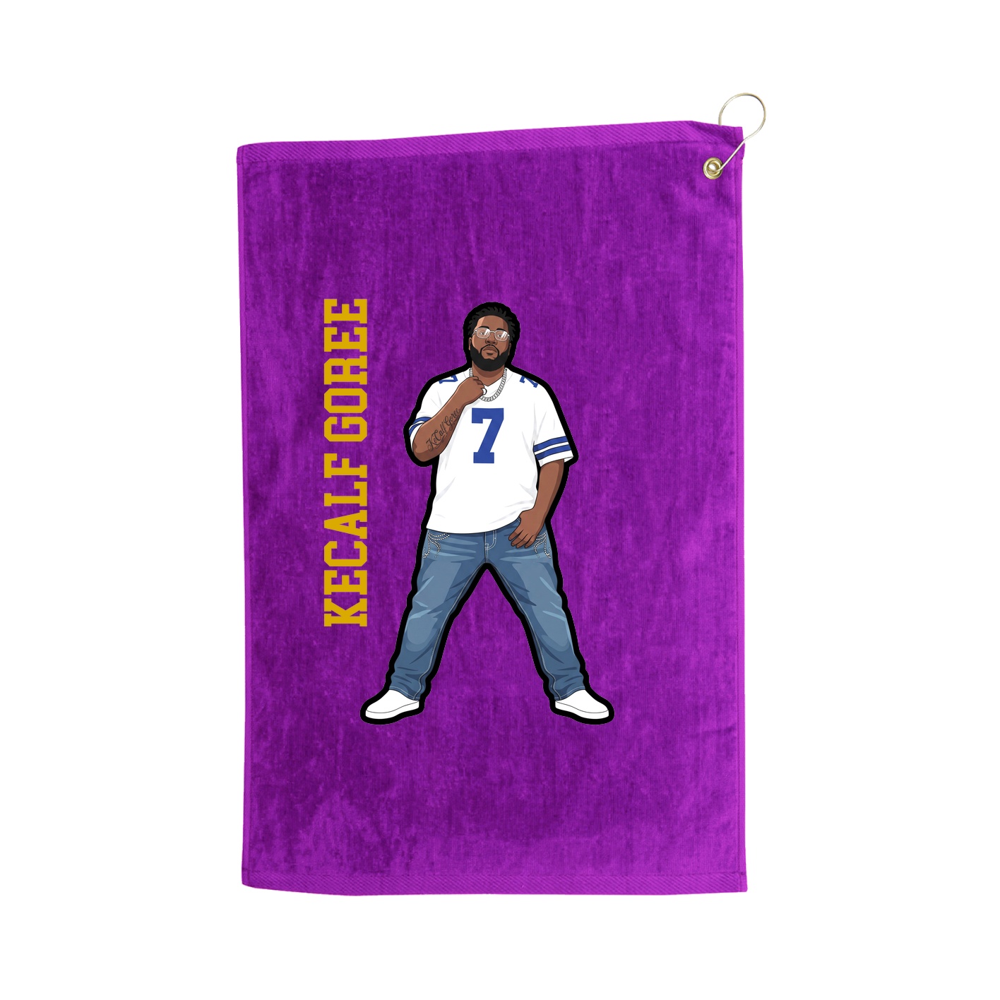Golf Towel — Name Vertical in Purple