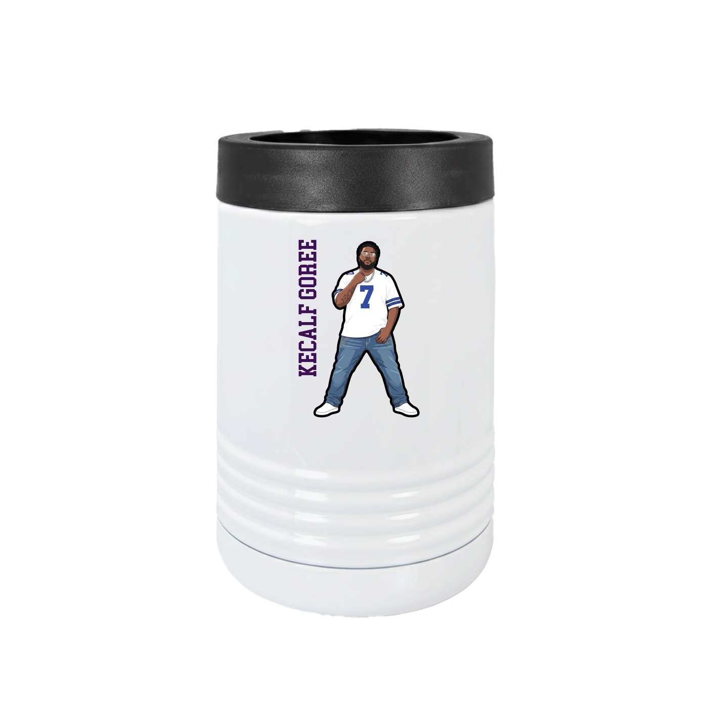 Beverage Holder — Name Vertical in White