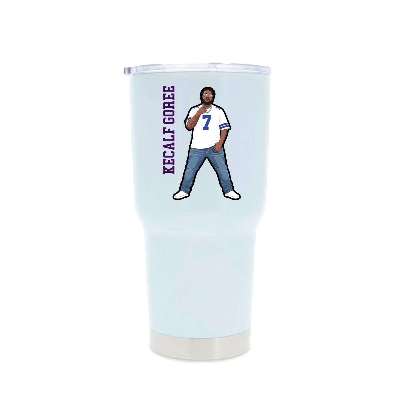 30oz Stainless Steel Tumbler — Name Vertical in White