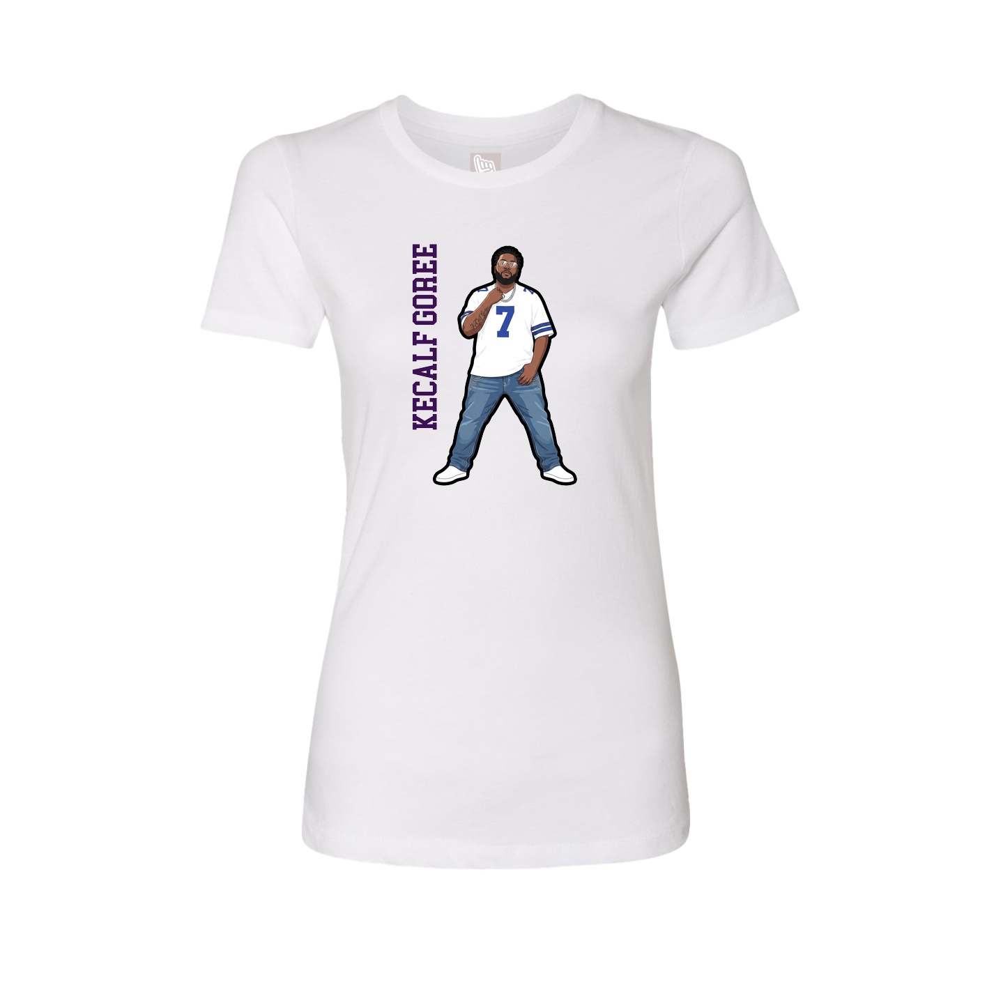 Fitted Women's Tee — Name Vertical in White