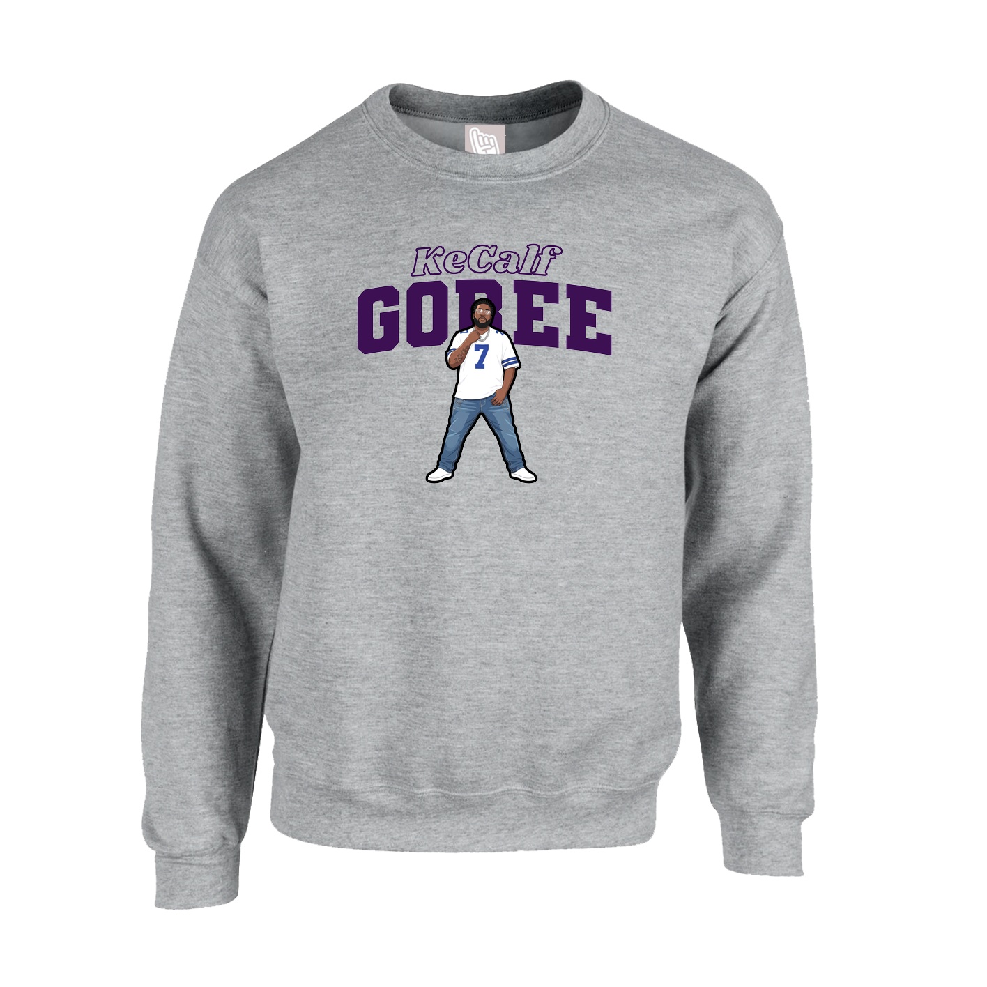 Fleece Crew — Name Arch in Grey
