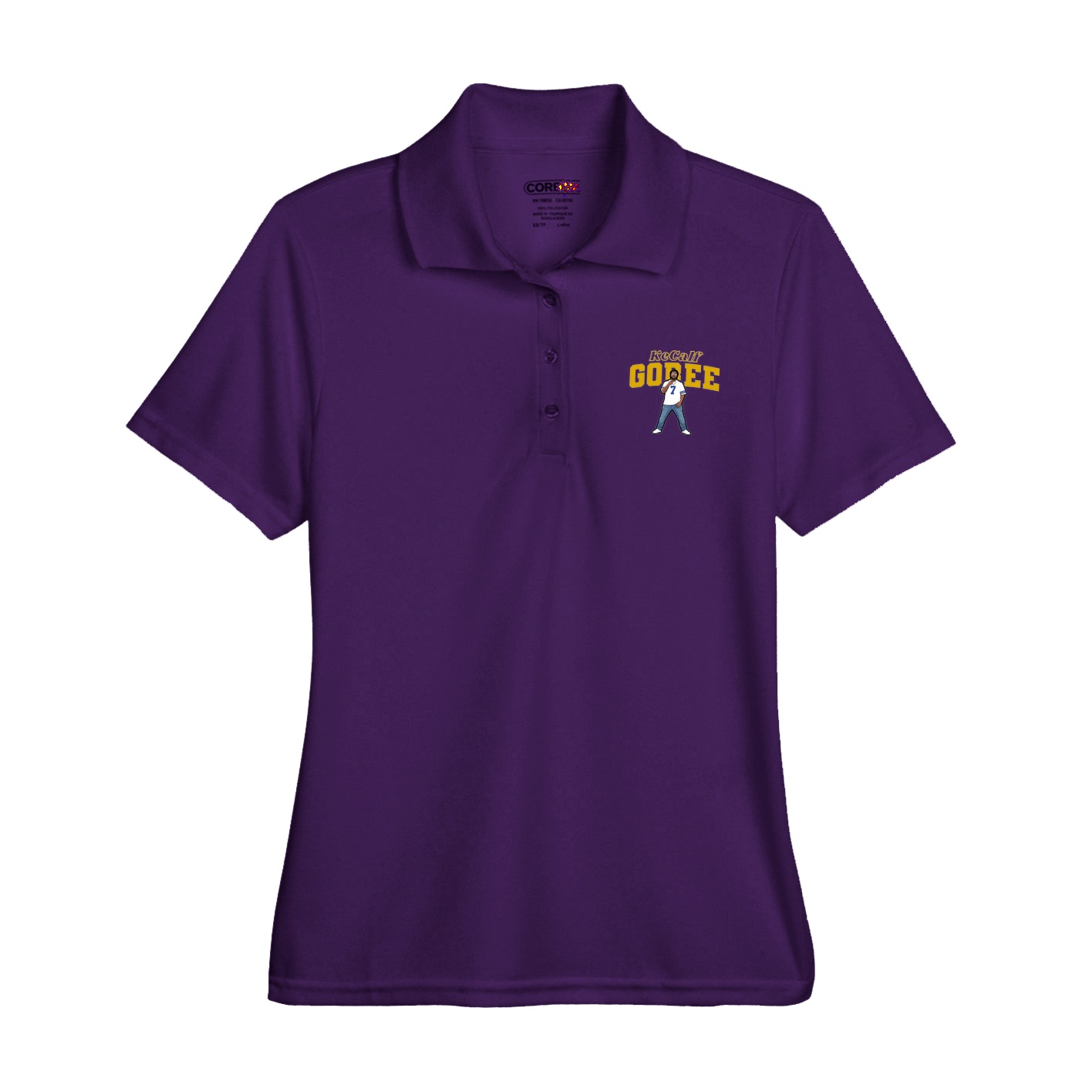 Womens Performance Polo — Name Arch in Purple