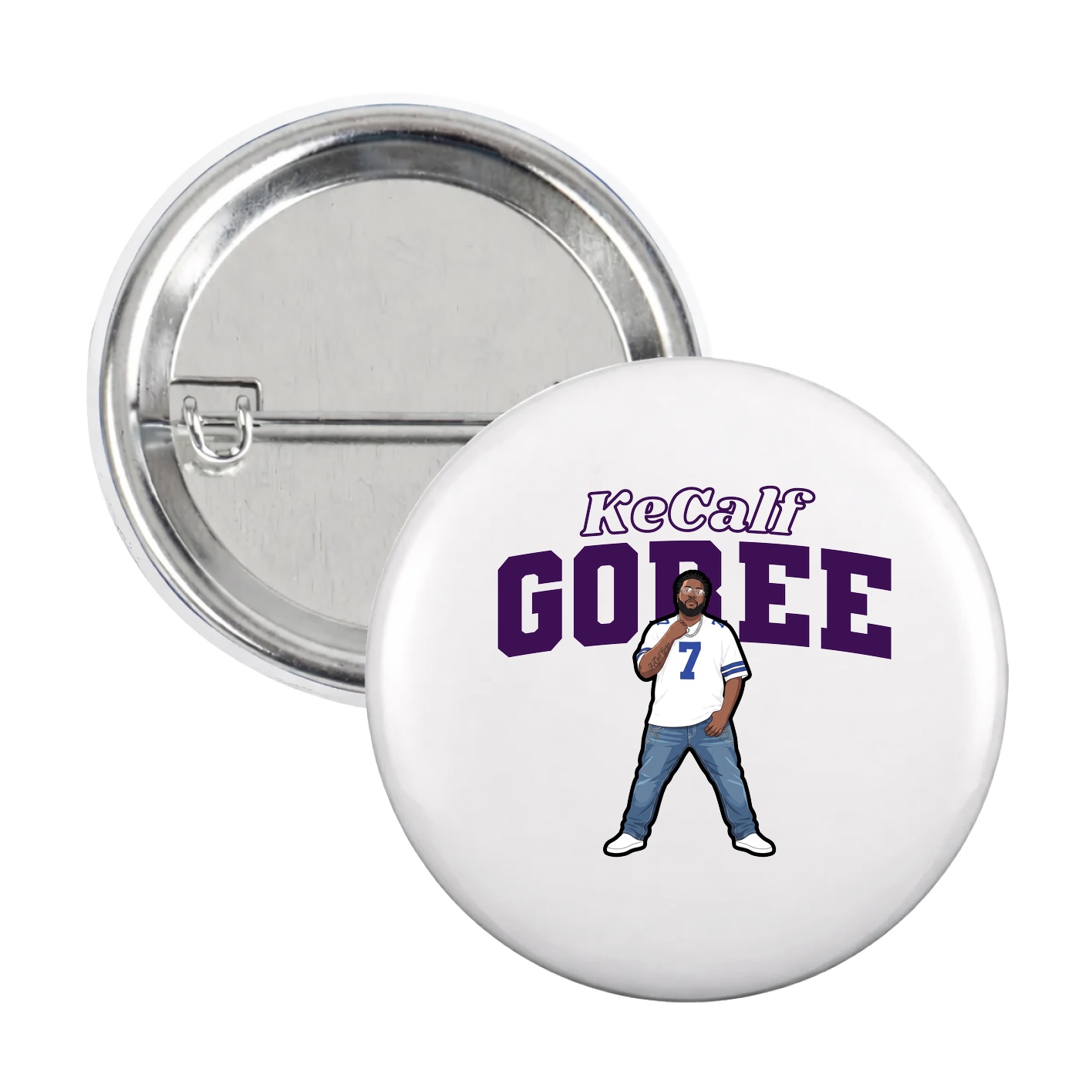 Game Day Button — Name Arch in White