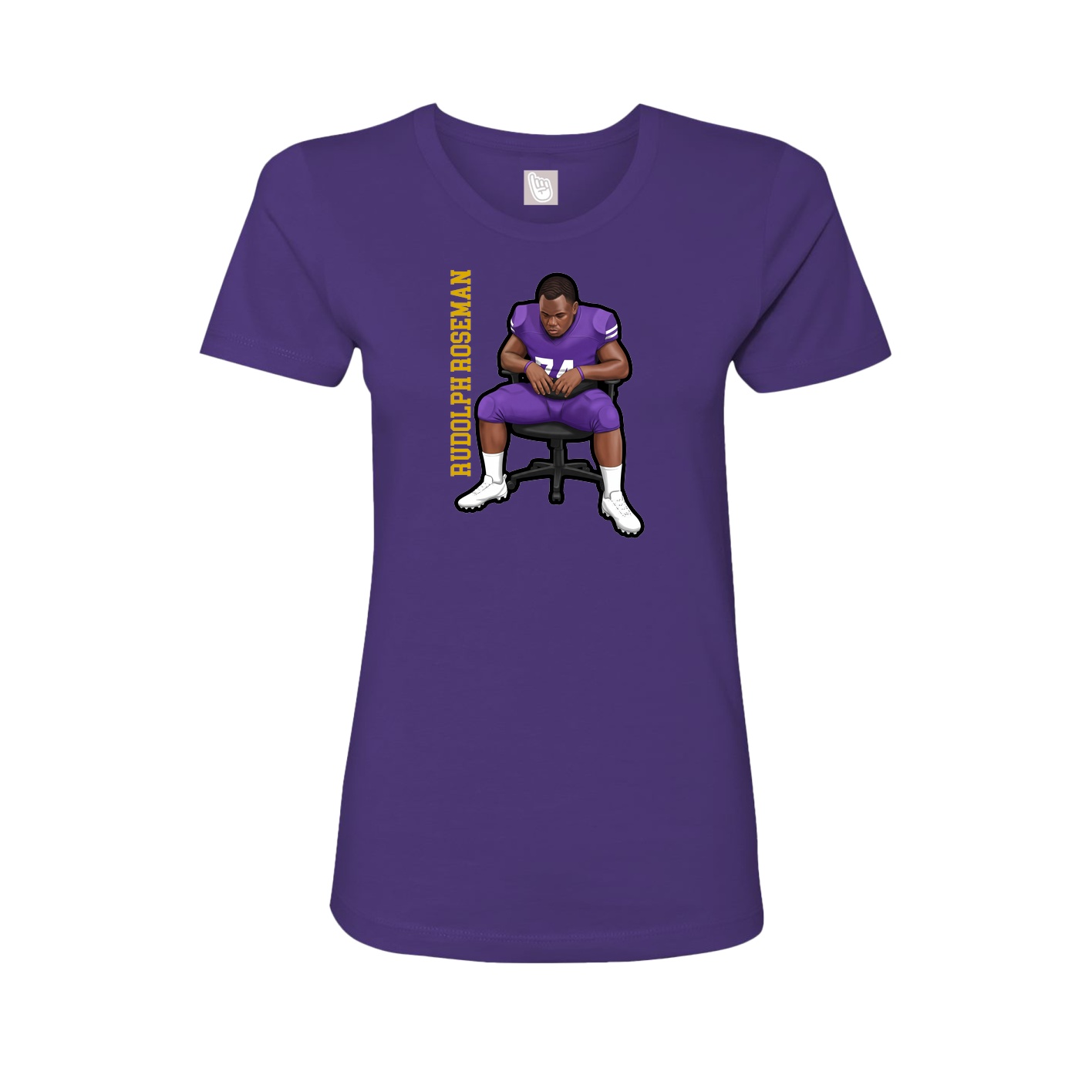 Fitted Women's Tee — Name Vertical in Purple
