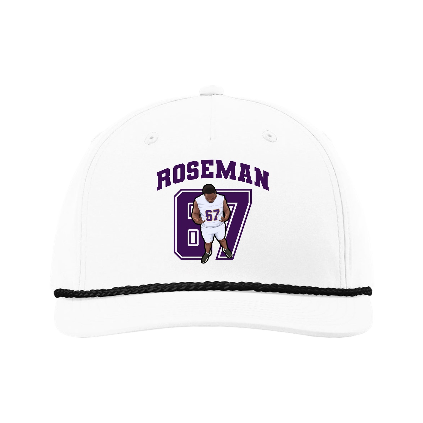 Five-Panel Classic Rope Cap — Number in White