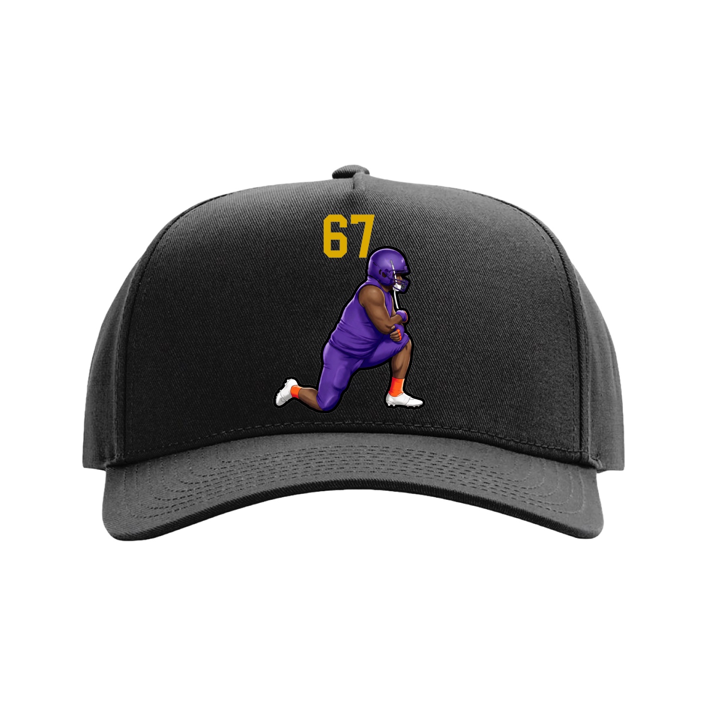 Full Fabric Five-Panel Champ Cap — Number Top in Black