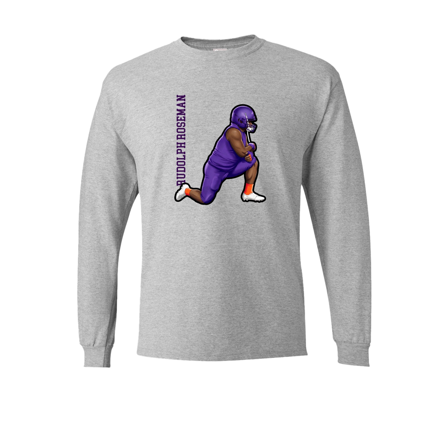 Long Sleeve Tee — Name Vertical in Grey