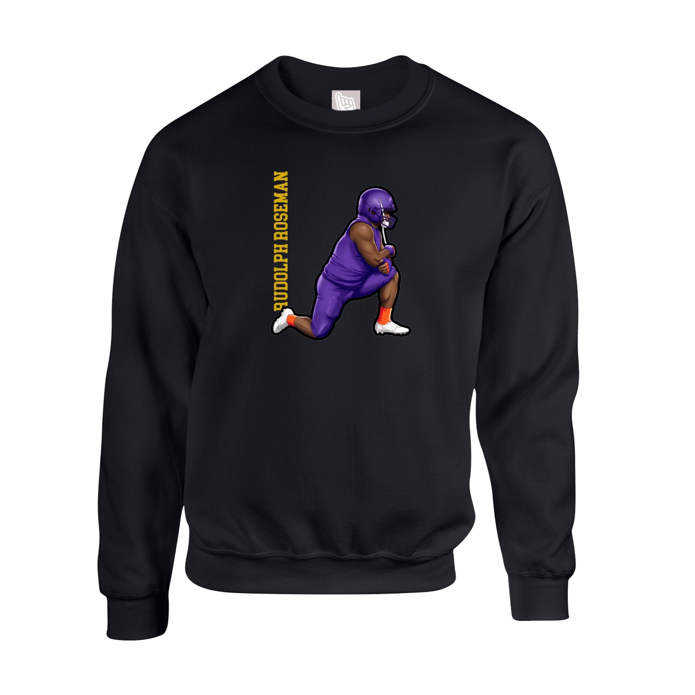 Fleece Crew — Name Vertical in Black