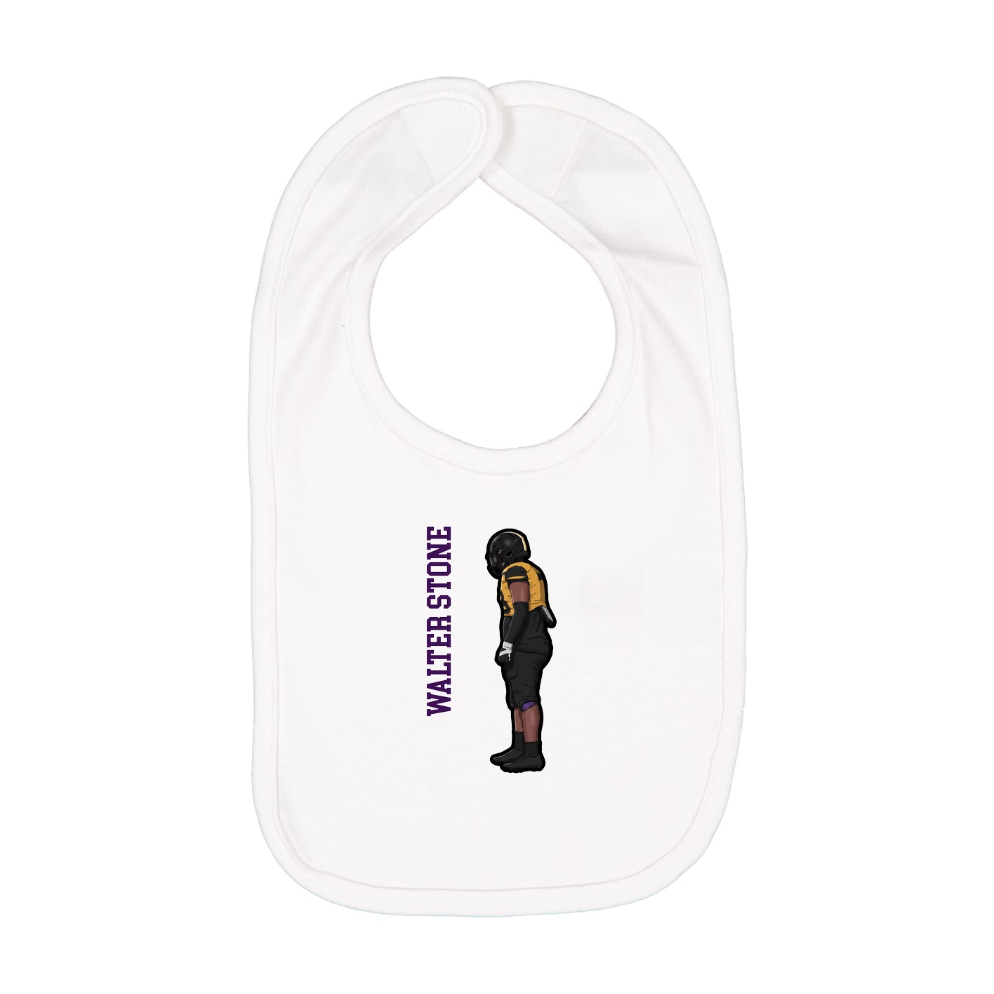 Infant Bib — Name Vertical in White