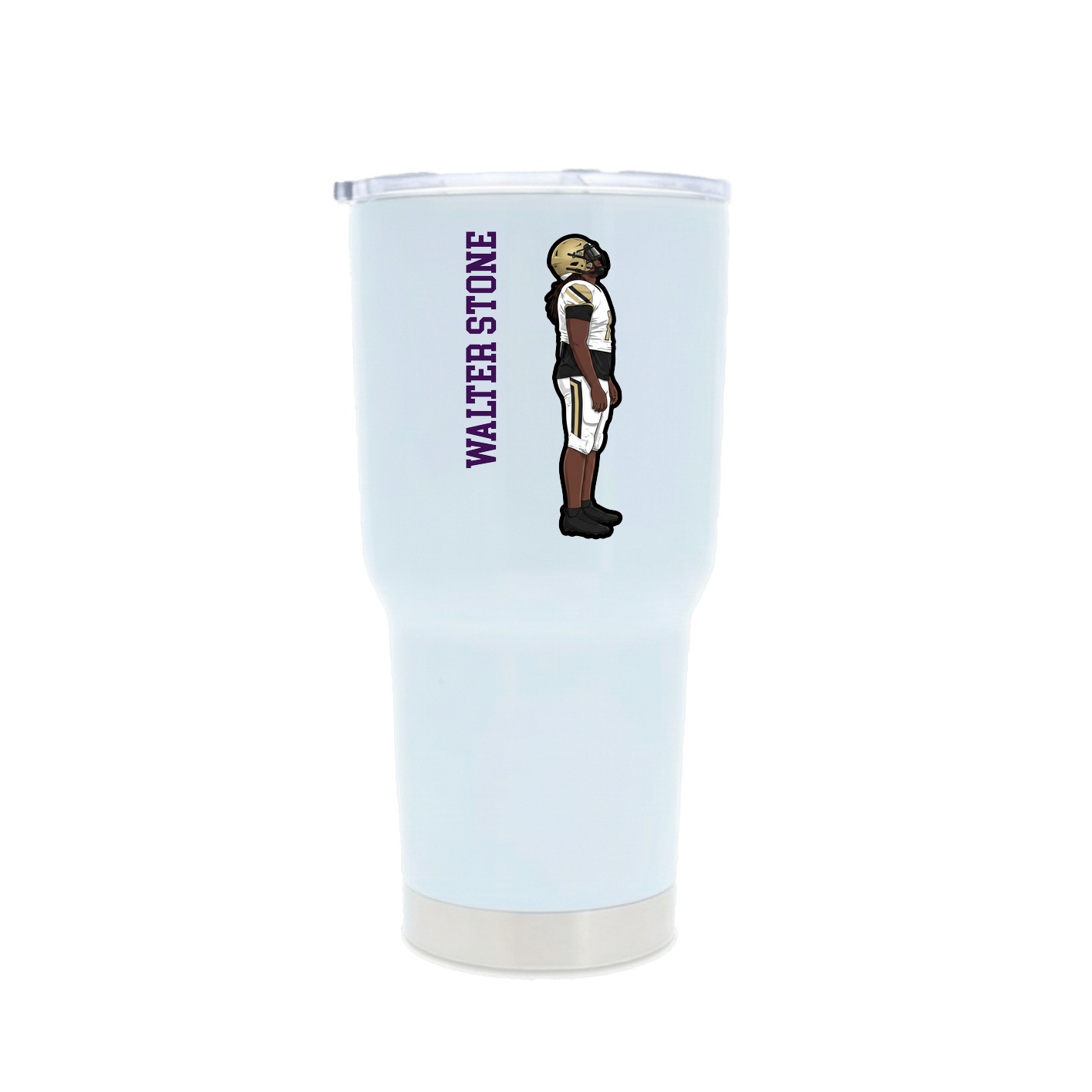 30oz Stainless Steel Tumbler — Name Vertical in White