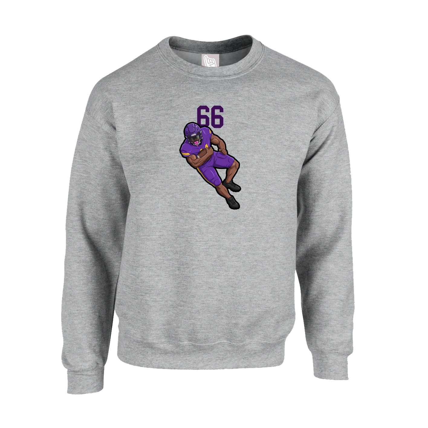 Fleece Crew — Number Top in Grey
