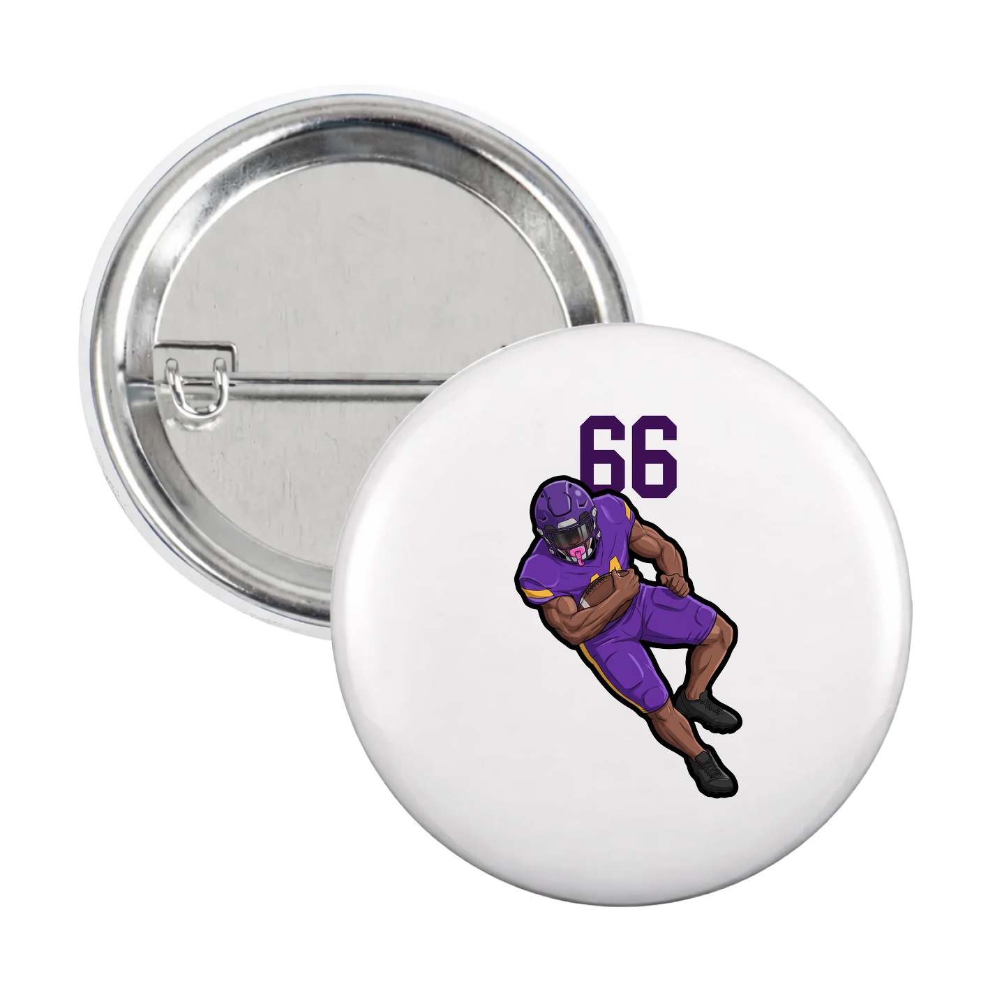 Game Day Button — Number Top in White