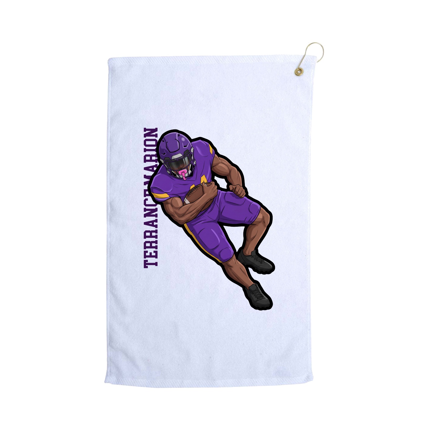 Golf Towel — Name Vertical in White