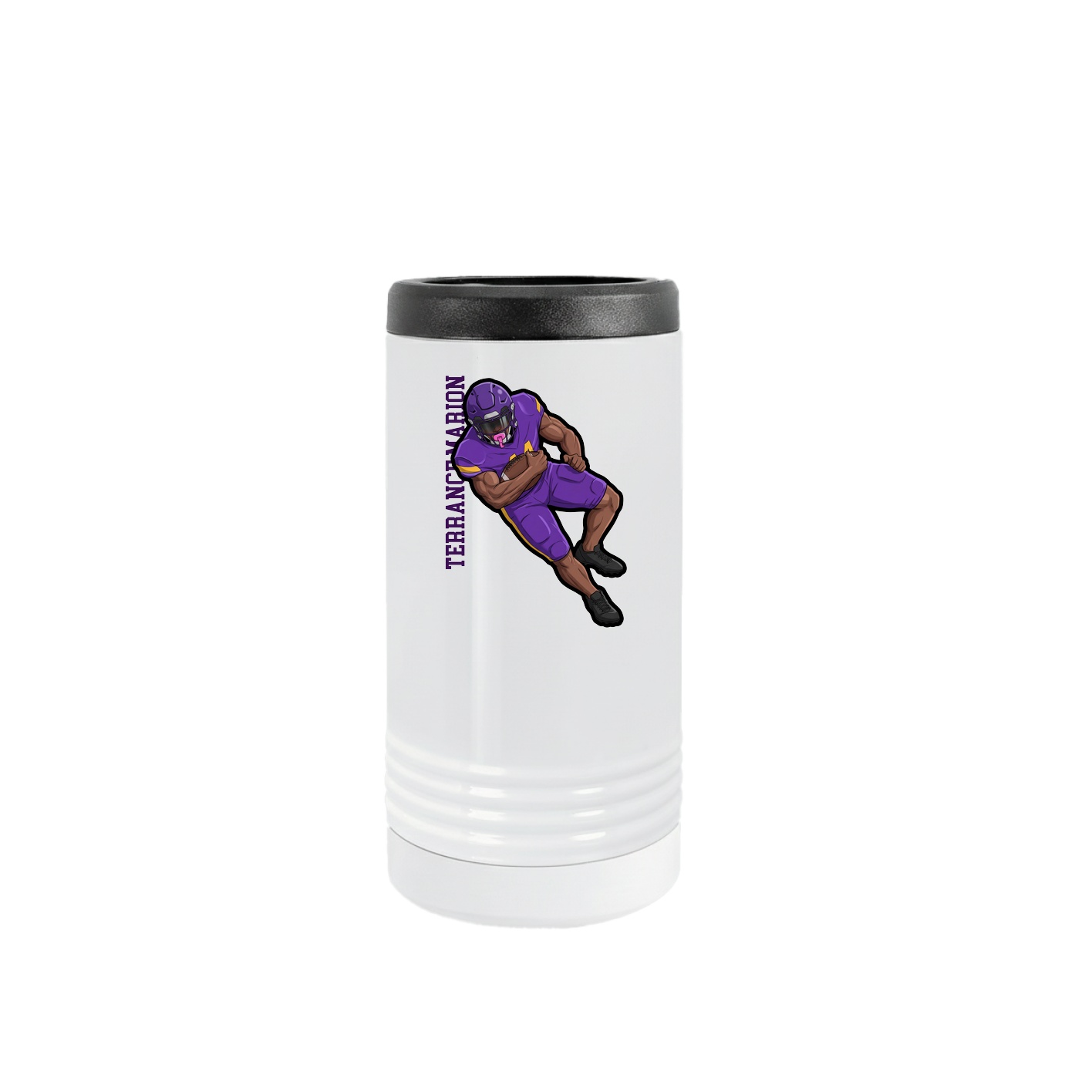 Slim Beverage Holder — Name Vertical in White