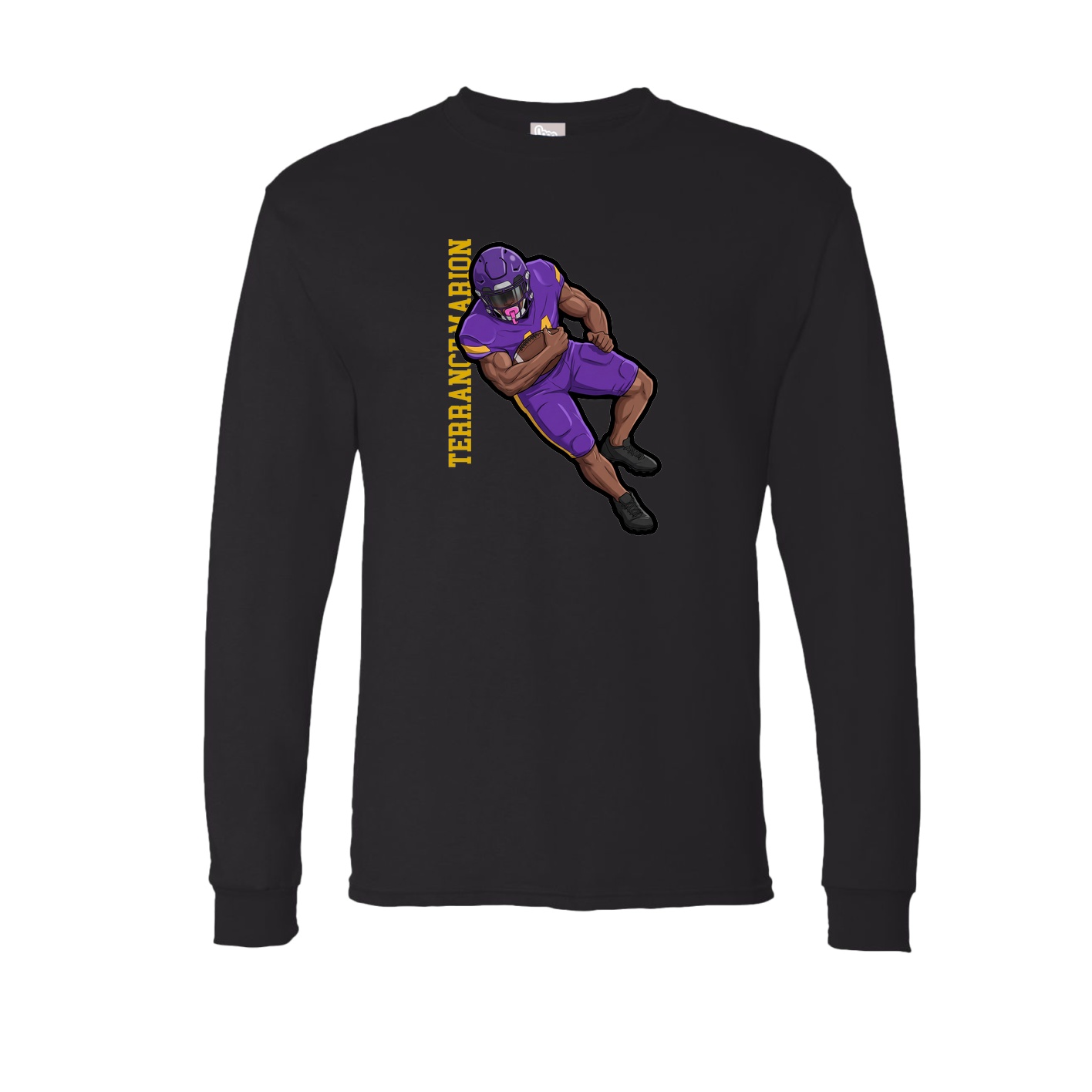 Long Sleeve Tee — Name Vertical in Black