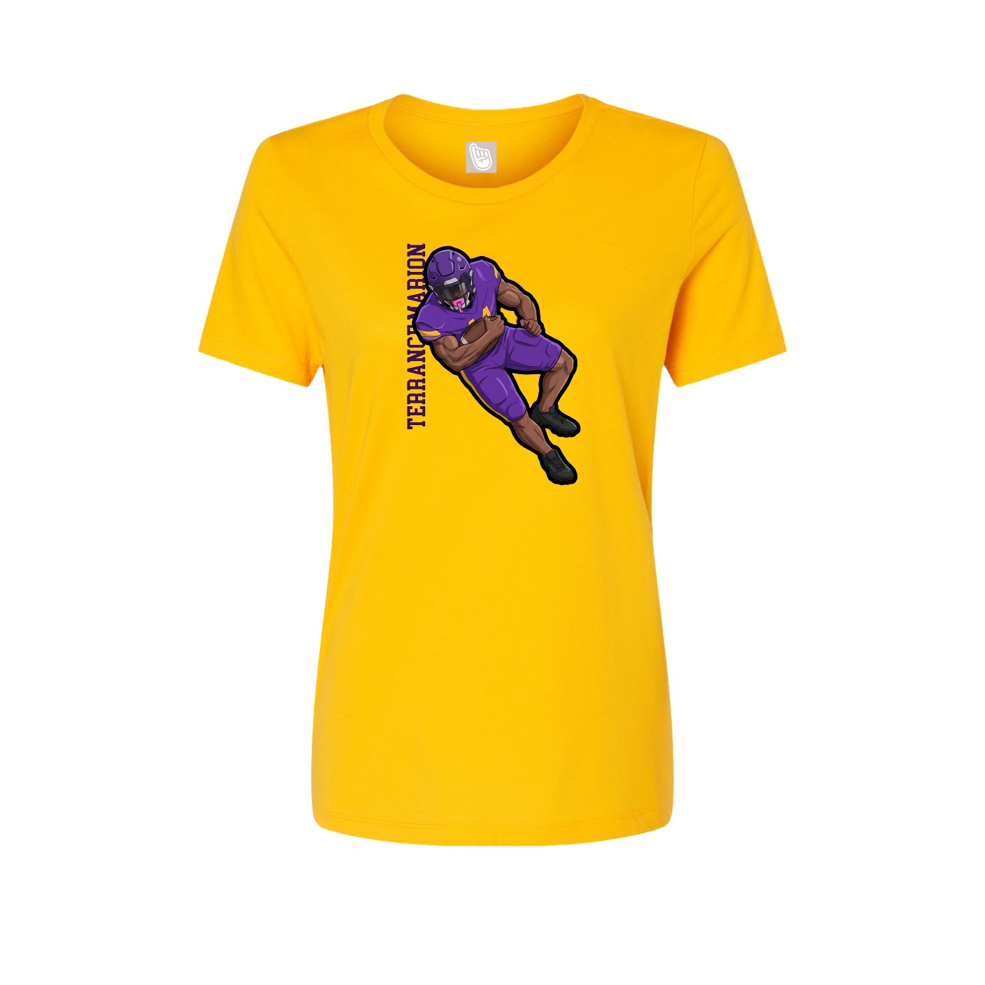 Fitted Women's Tee — Name Vertical in Gold