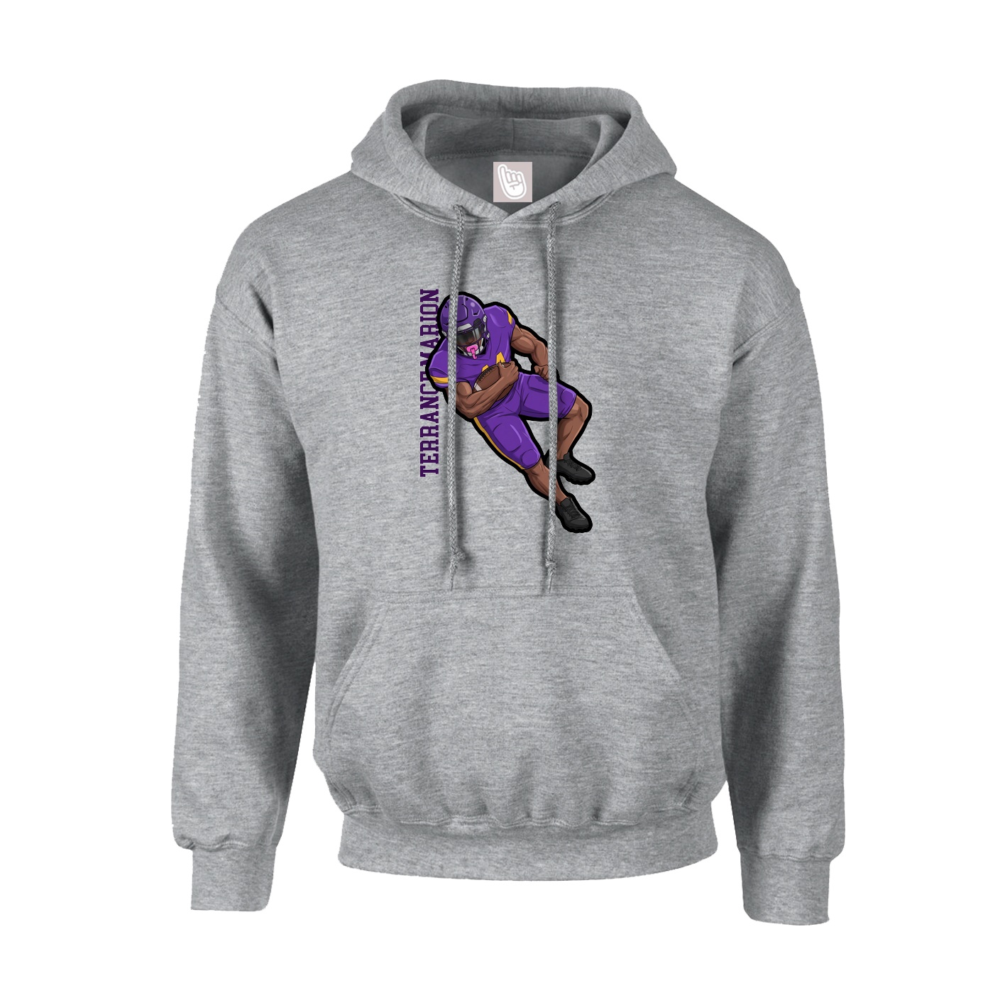 Hoodie — Name Vertical in Grey