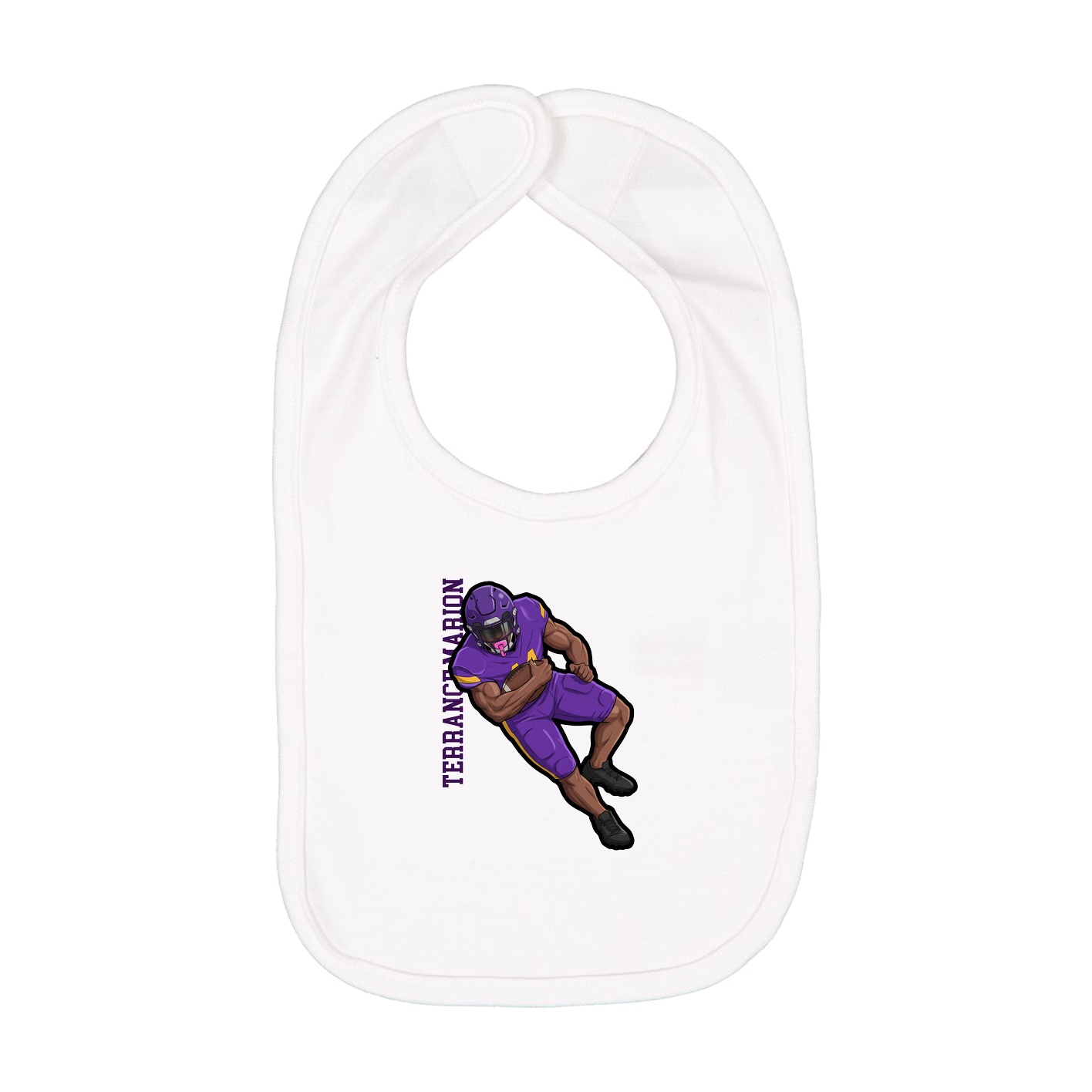 Infant Bib — Name Vertical in White