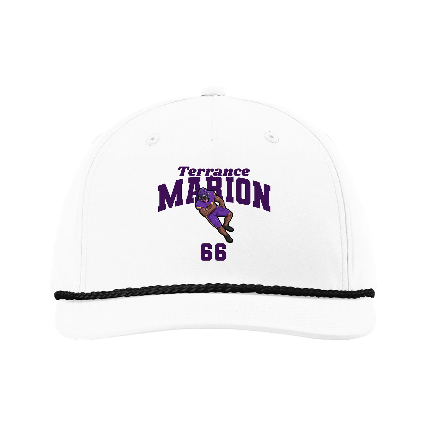 Five-Panel Classic Rope Cap — Signature Arch in White