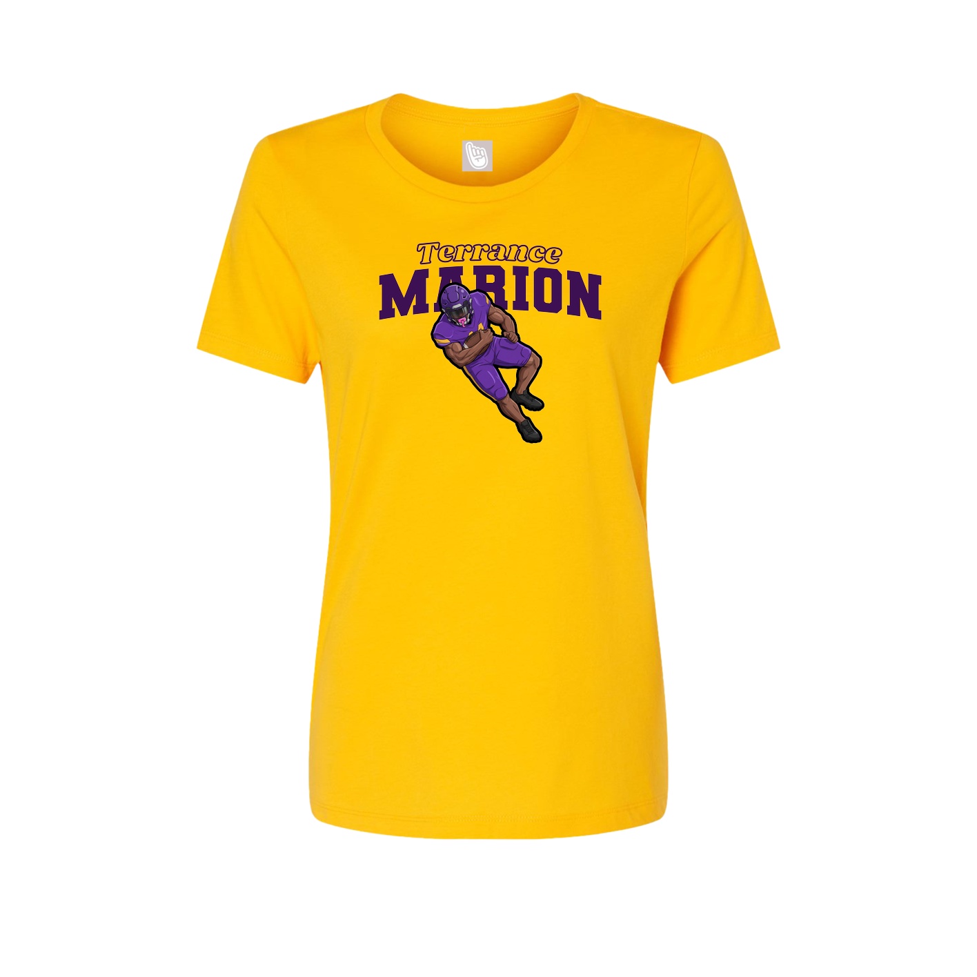 Fitted Women's Tee — Name Arch in Gold
