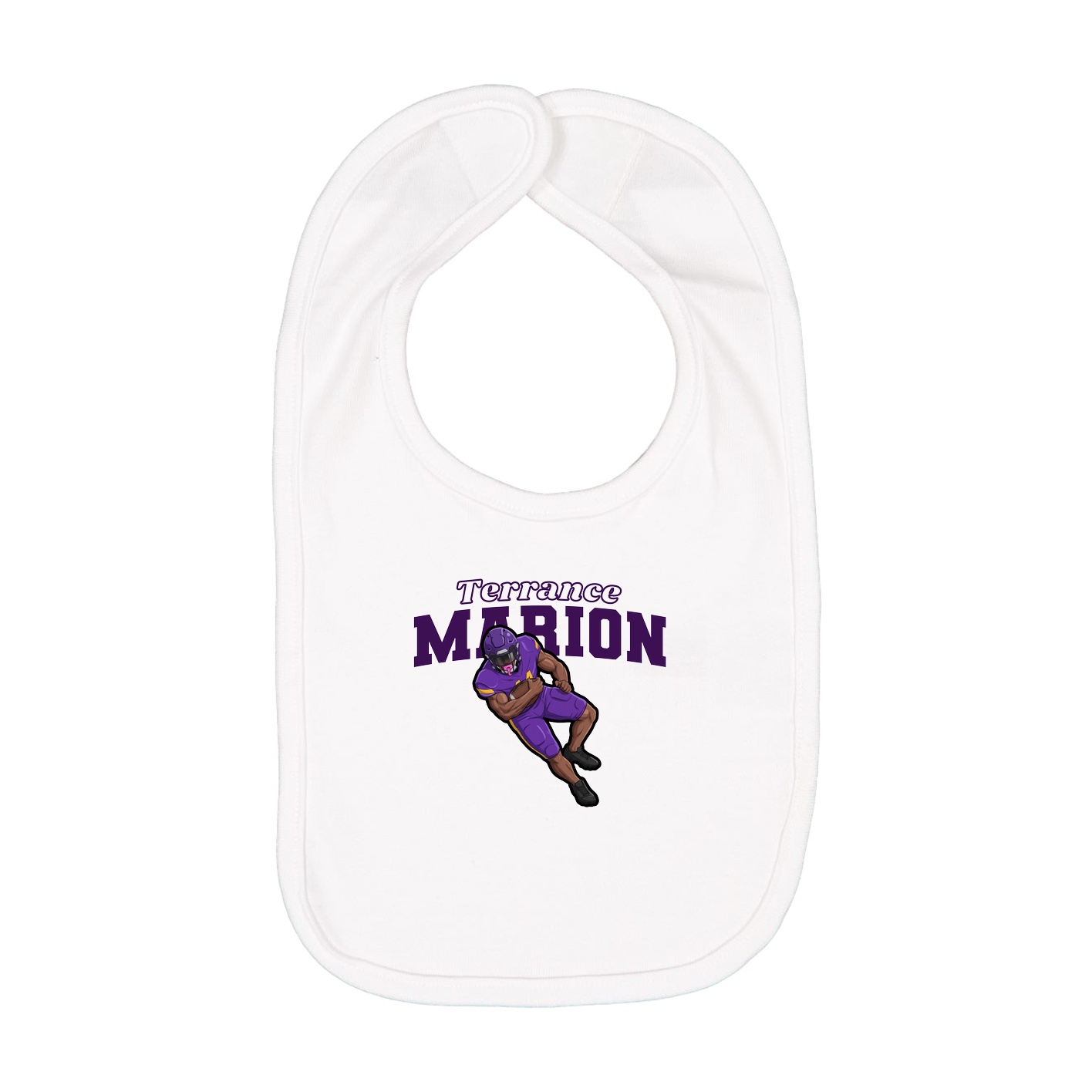 Infant Bib — Name Arch in White
