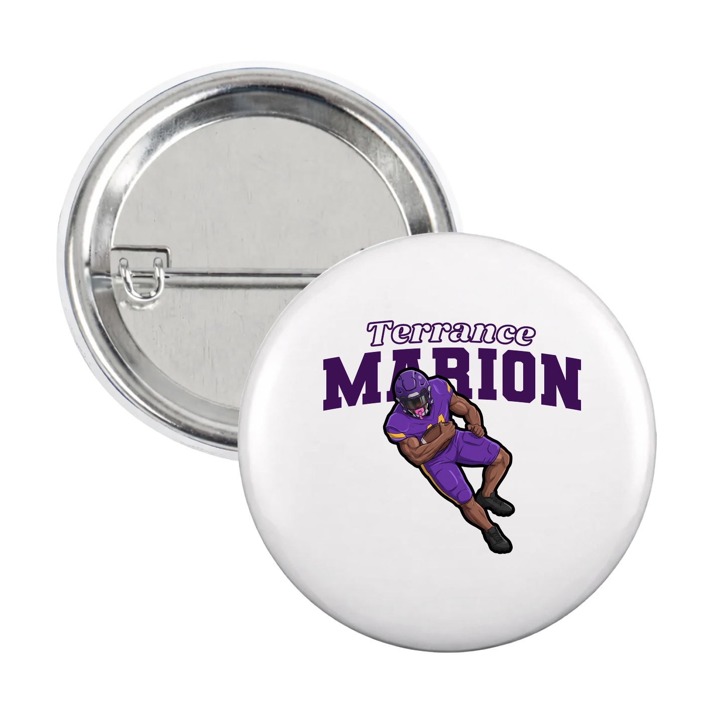Game Day Button — Name Arch in White