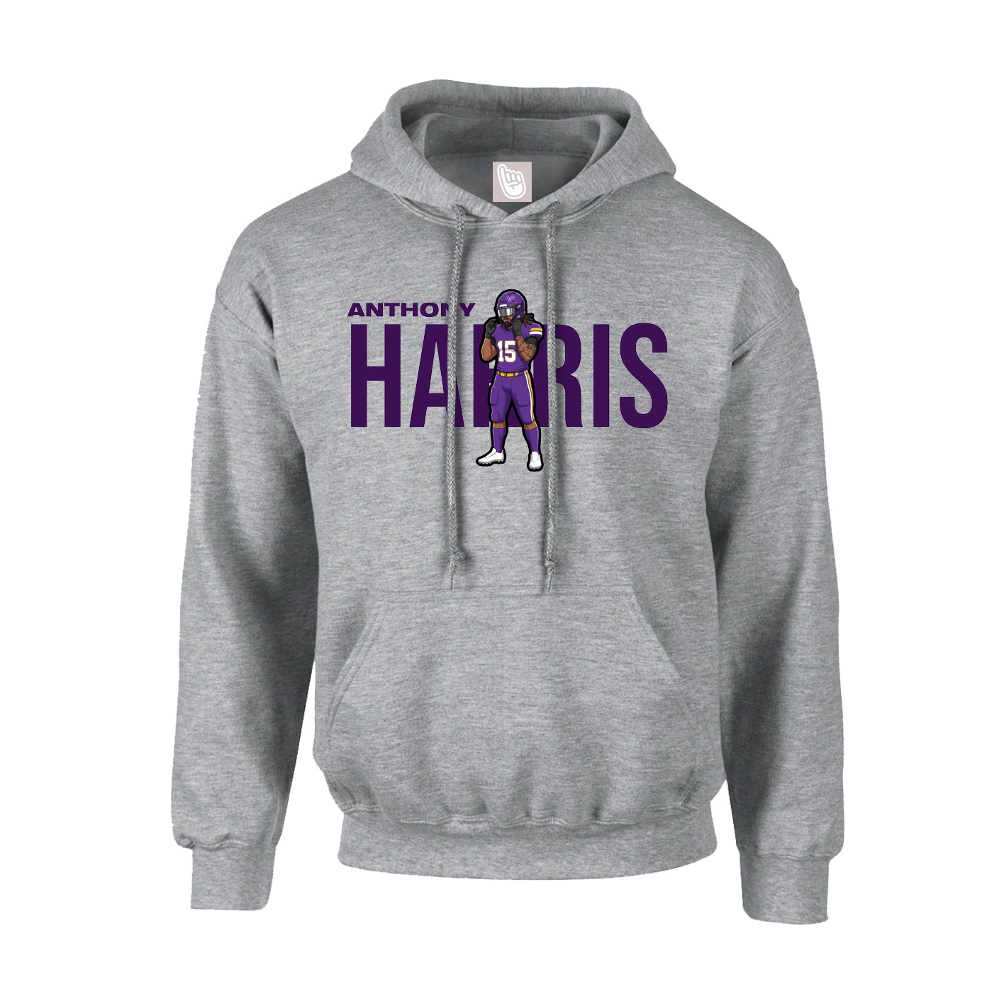 Youth Hoodie — Player Name in Grey