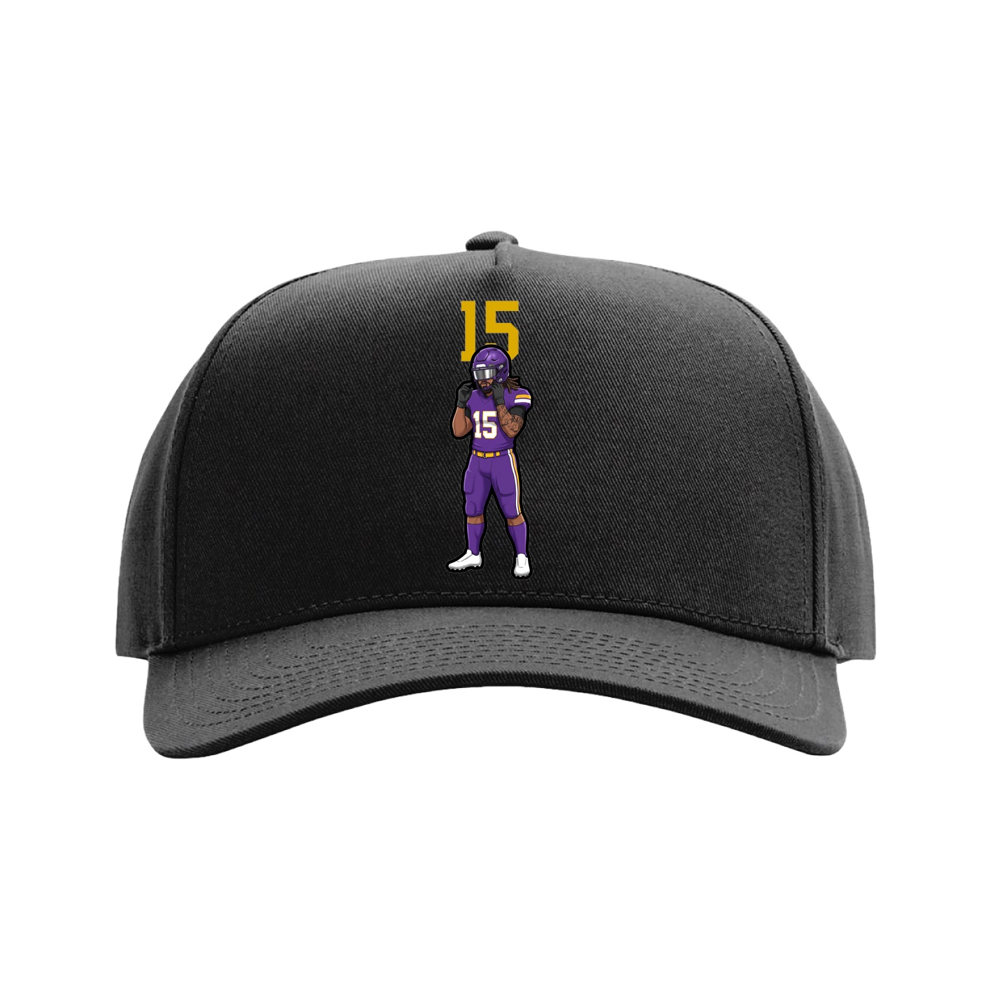 Full Fabric Five-Panel Champ Cap — Number Top in Black