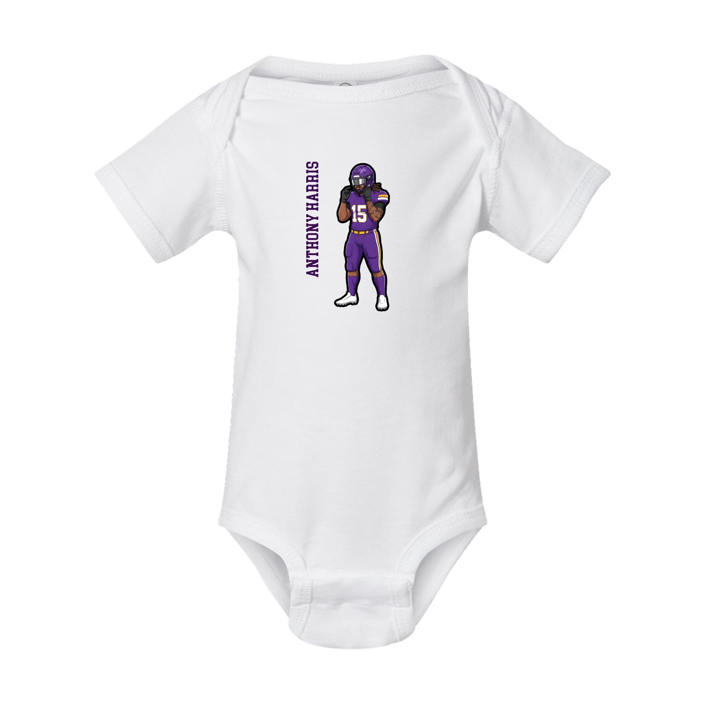 Baby Onesie — Name Vertical in White