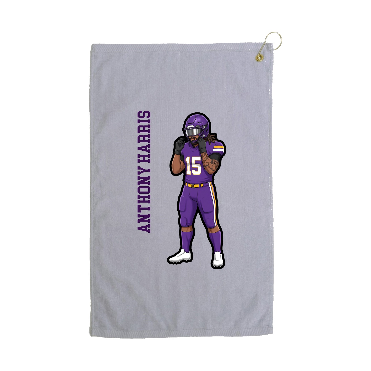 Golf Towel — Name Vertical in Grey