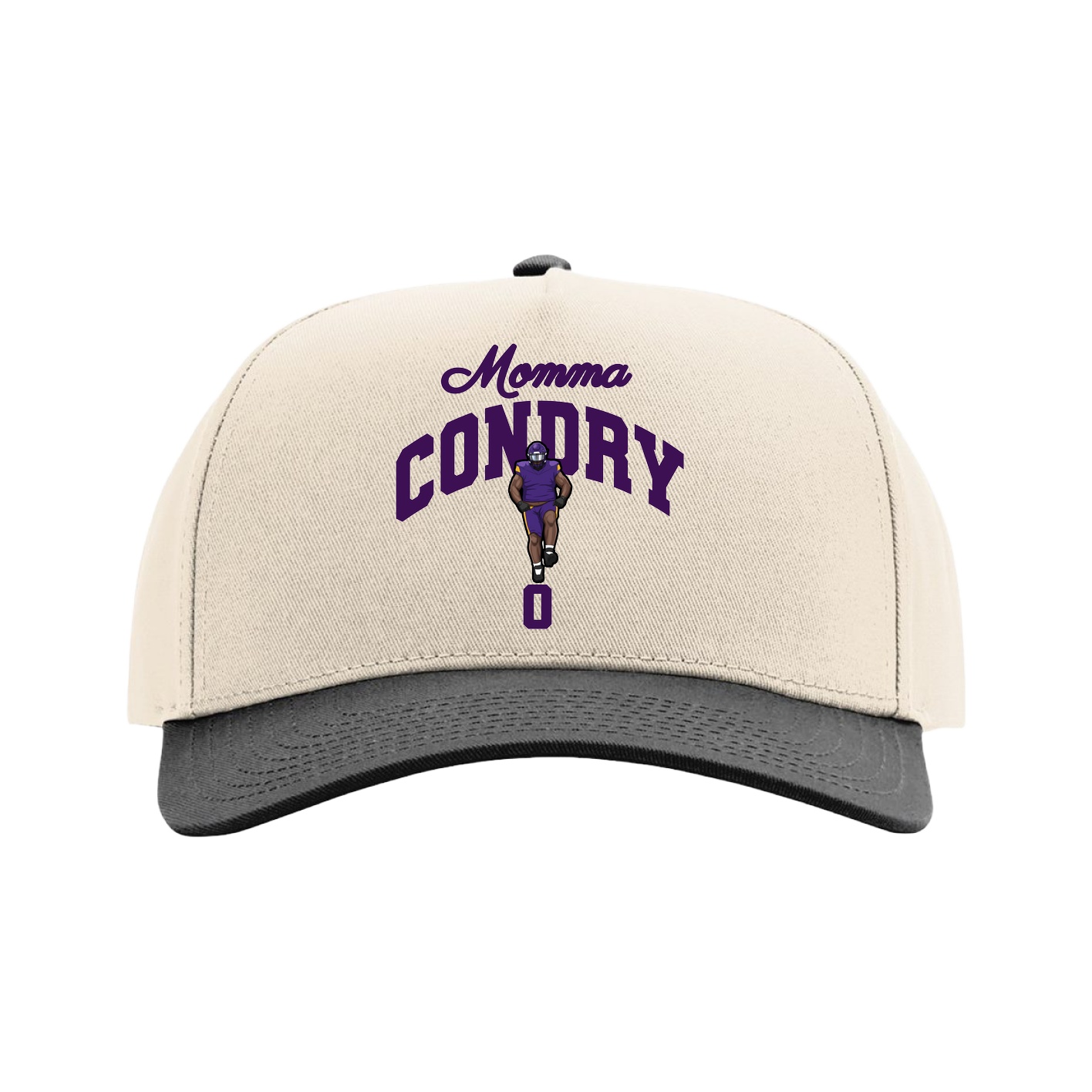 Full Fabric Five-Panel Champ Cap — Mothers Day Arch in Cream/Black