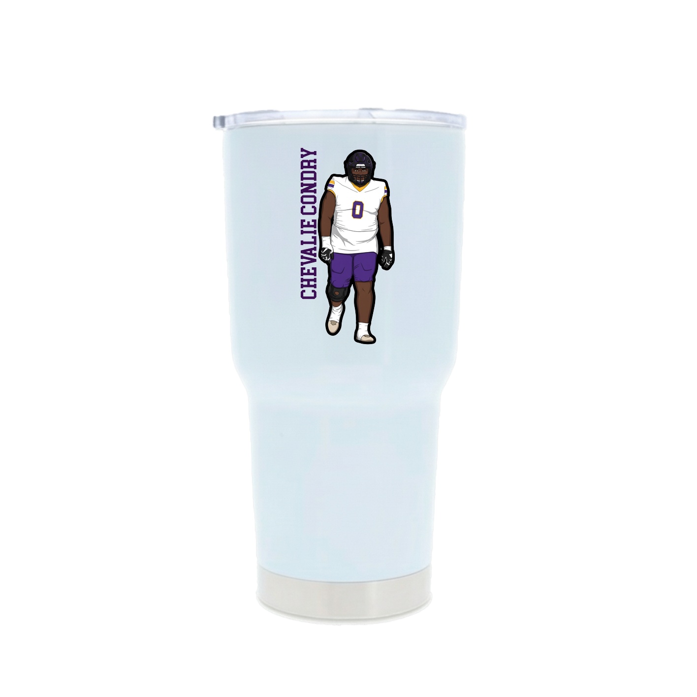 30oz Stainless Steel Tumbler — Name Vertical in White