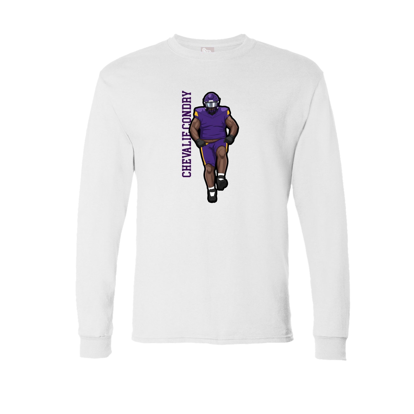 Long Sleeve Tee — Name Vertical in White
