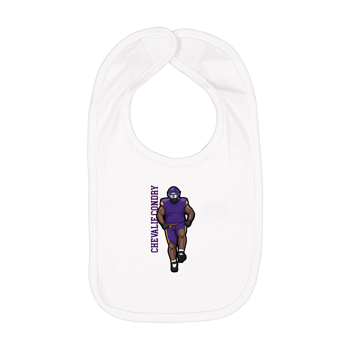 Infant Bib — Name Vertical in White