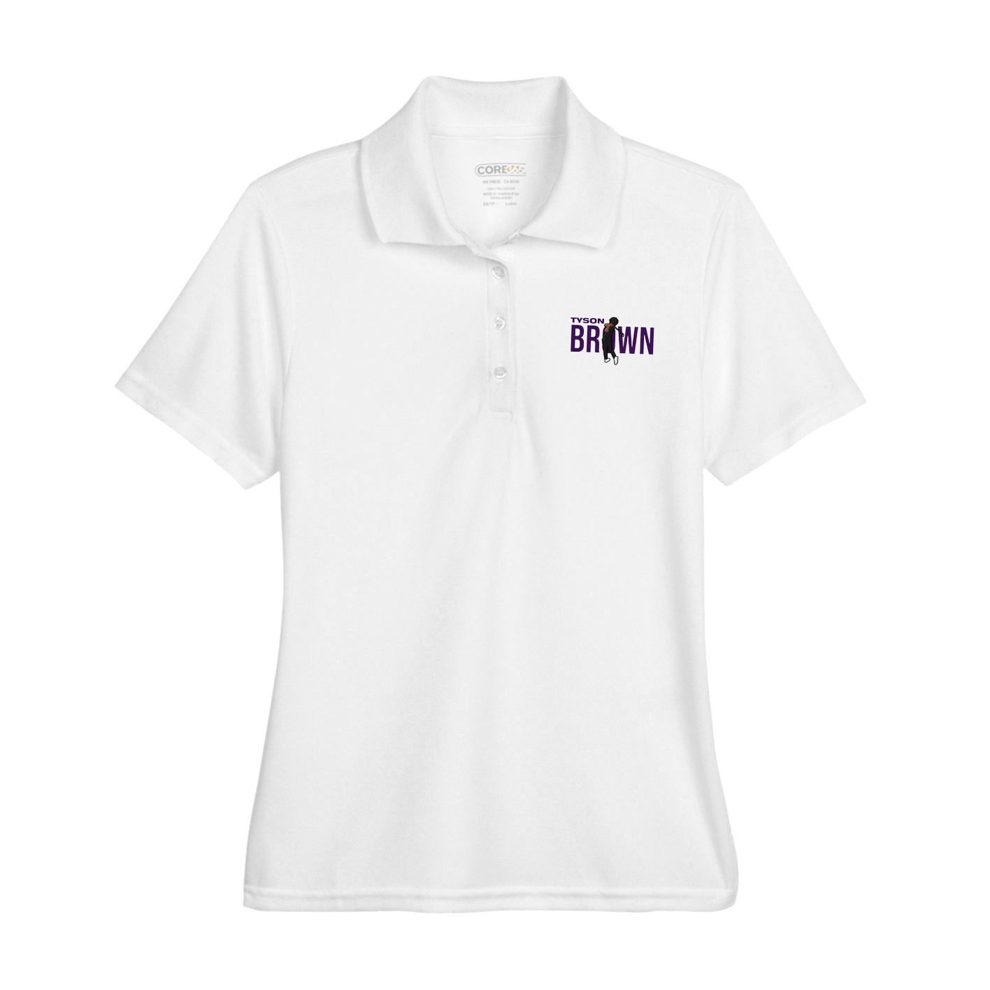 Womens Performance Polo — Player Name in White