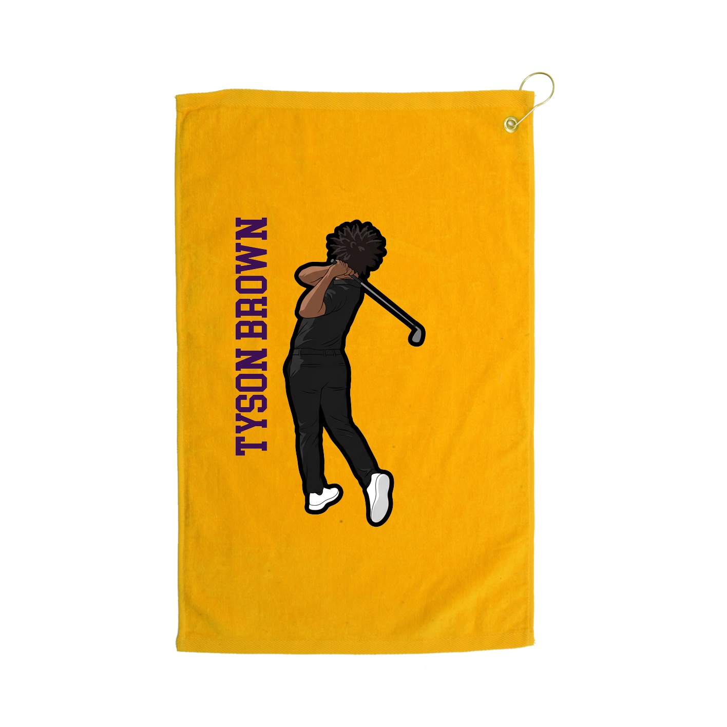 Golf Towel — Name Vertical in Gold
