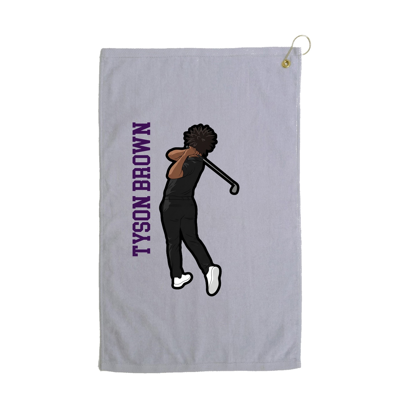 Golf Towel — Name Vertical in Grey