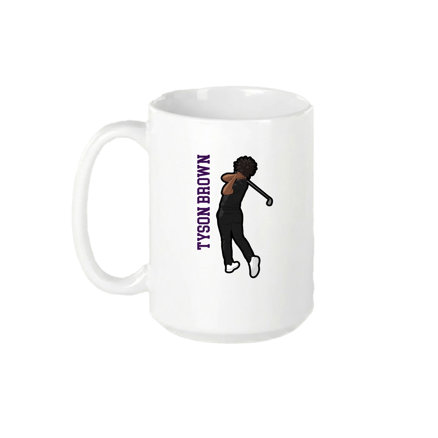 15oz Coffee Mug — Name Vertical in White