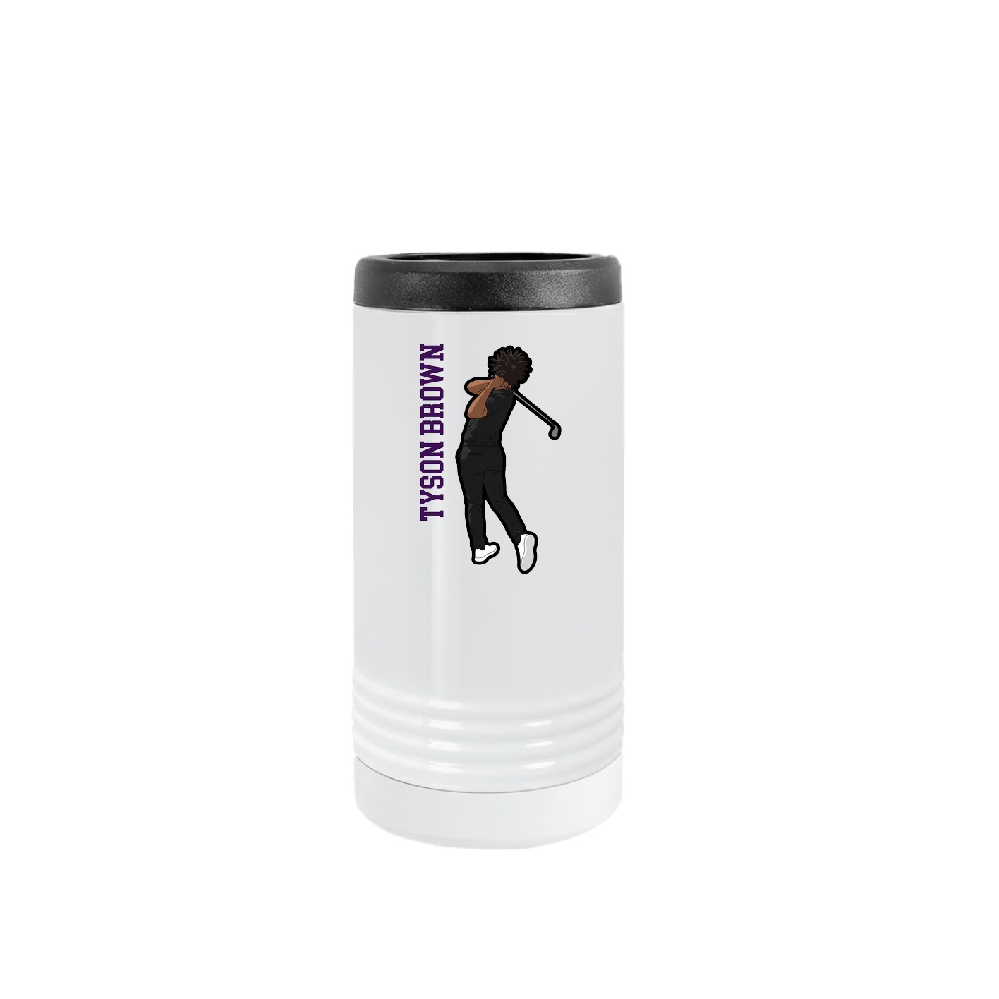Slim Beverage Holder — Name Vertical in White