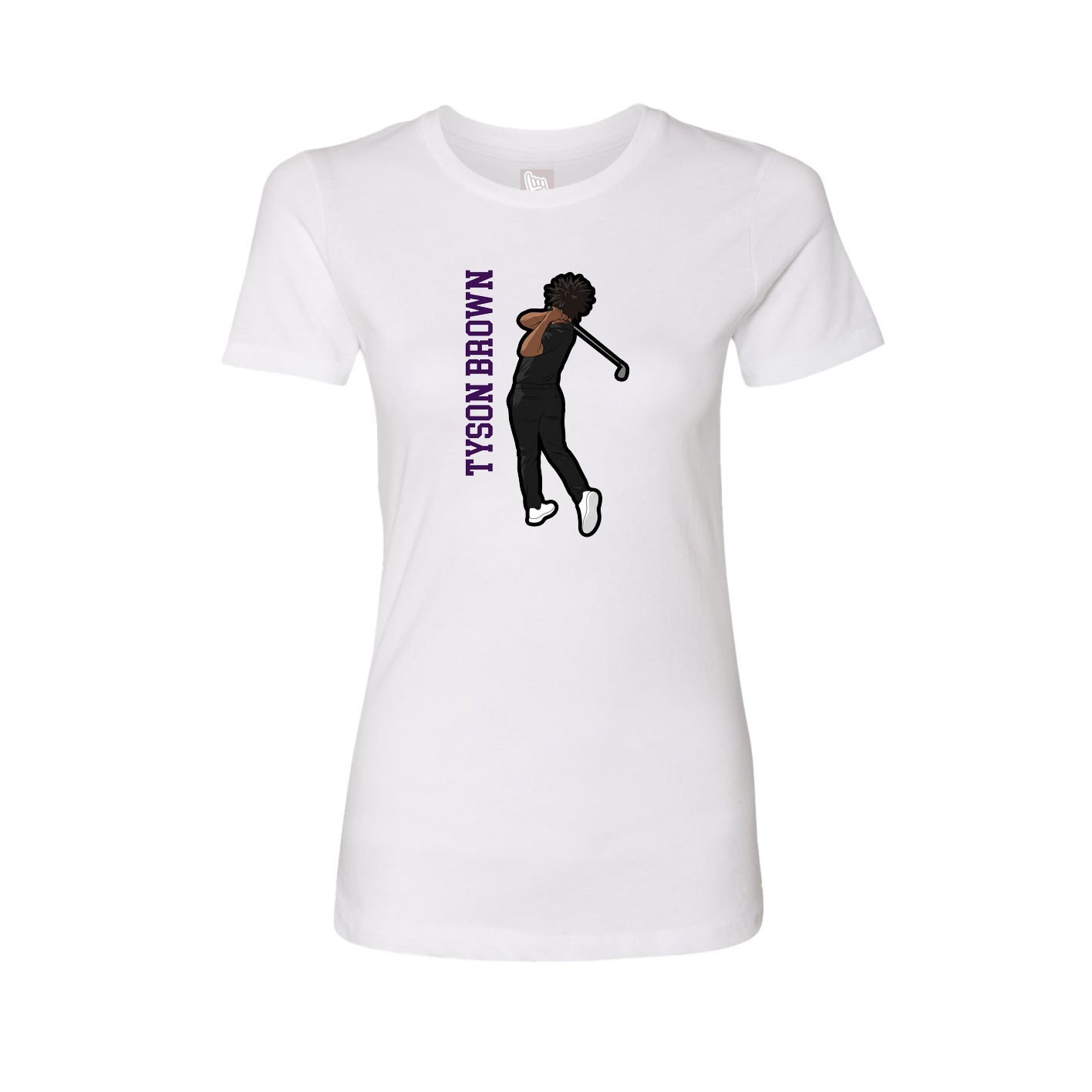 Fitted Women's Tee — Name Vertical in White