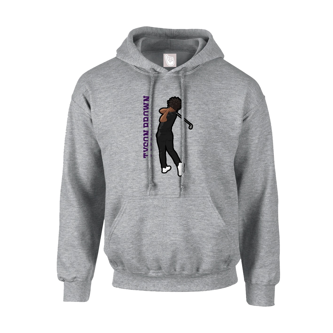 Youth Hoodie — Name Vertical in Grey