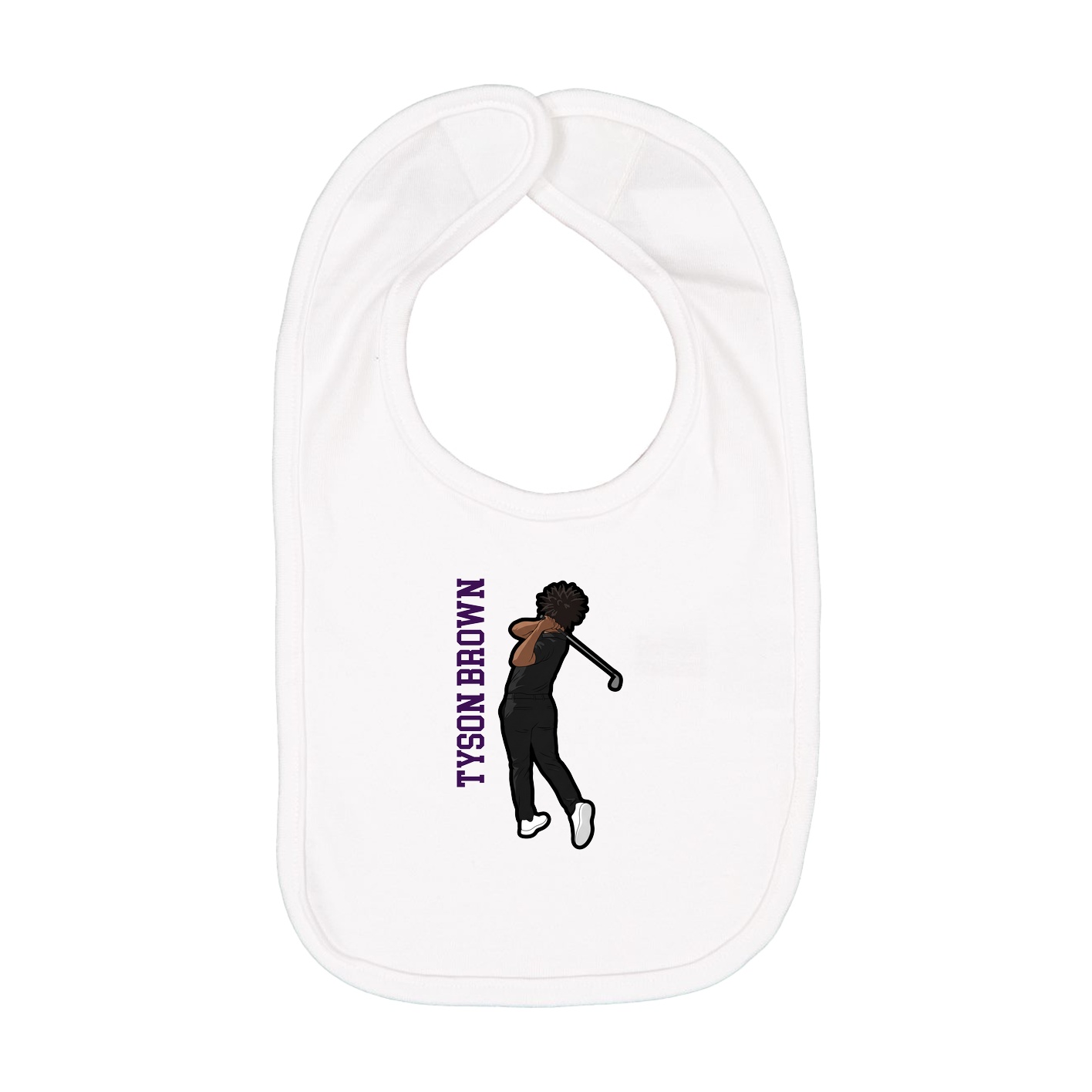 Infant Bib — Name Vertical in White
