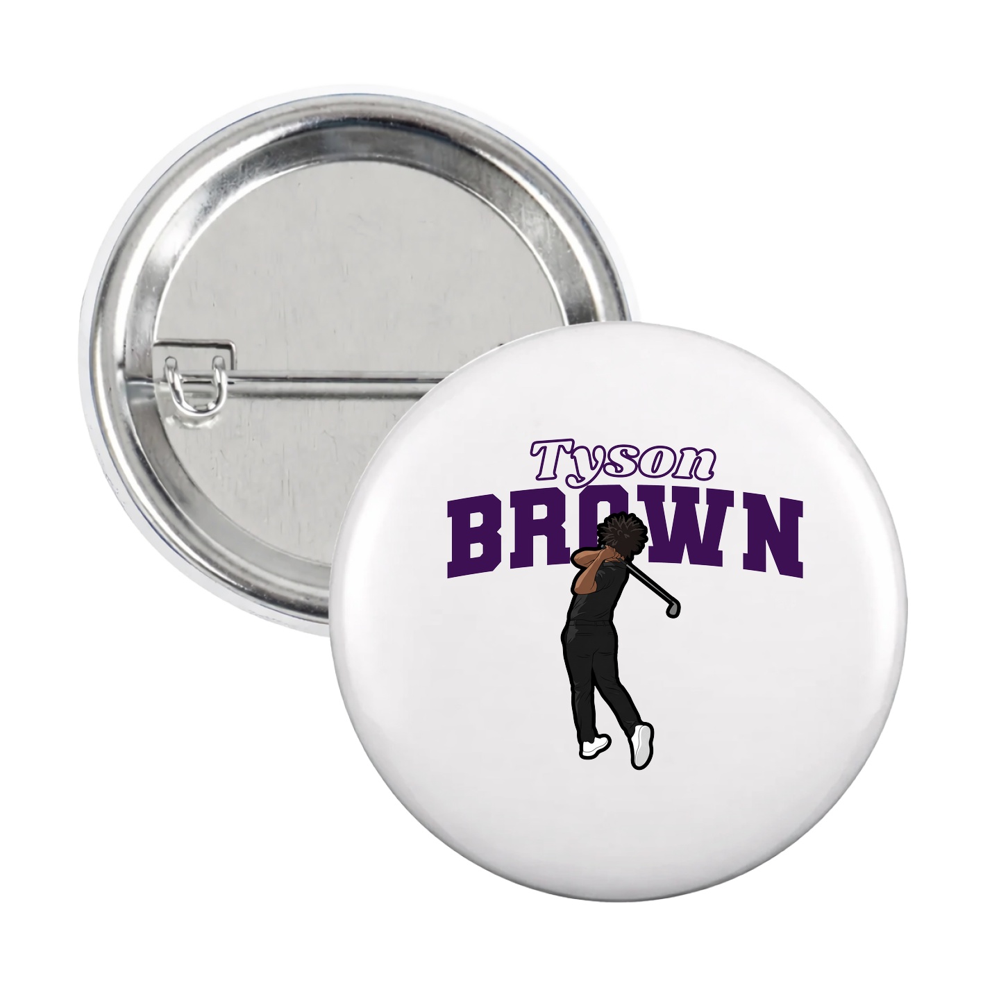 Game Day Button — Name Arch in White