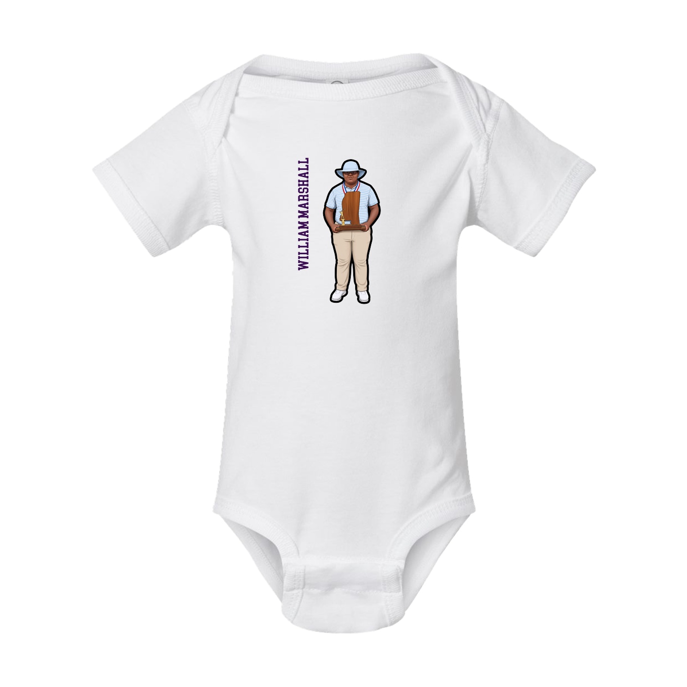 Baby Onesie — Name Vertical in White