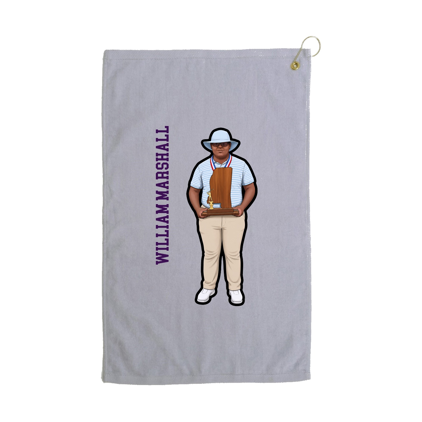 Golf Towel — Name Vertical in Grey