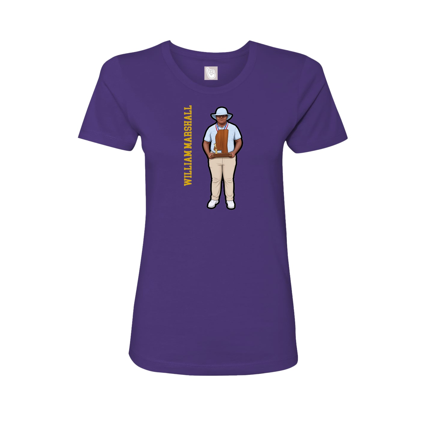 Fitted Women's Tee — Name Vertical in Purple