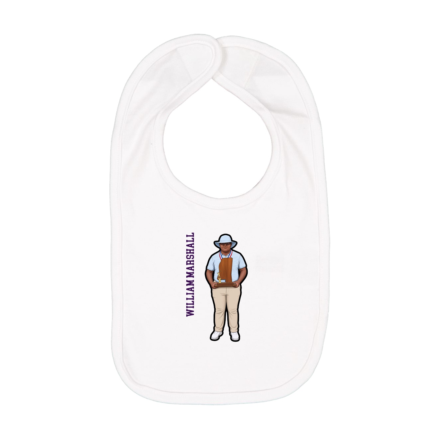 Infant Bib — Name Vertical in White
